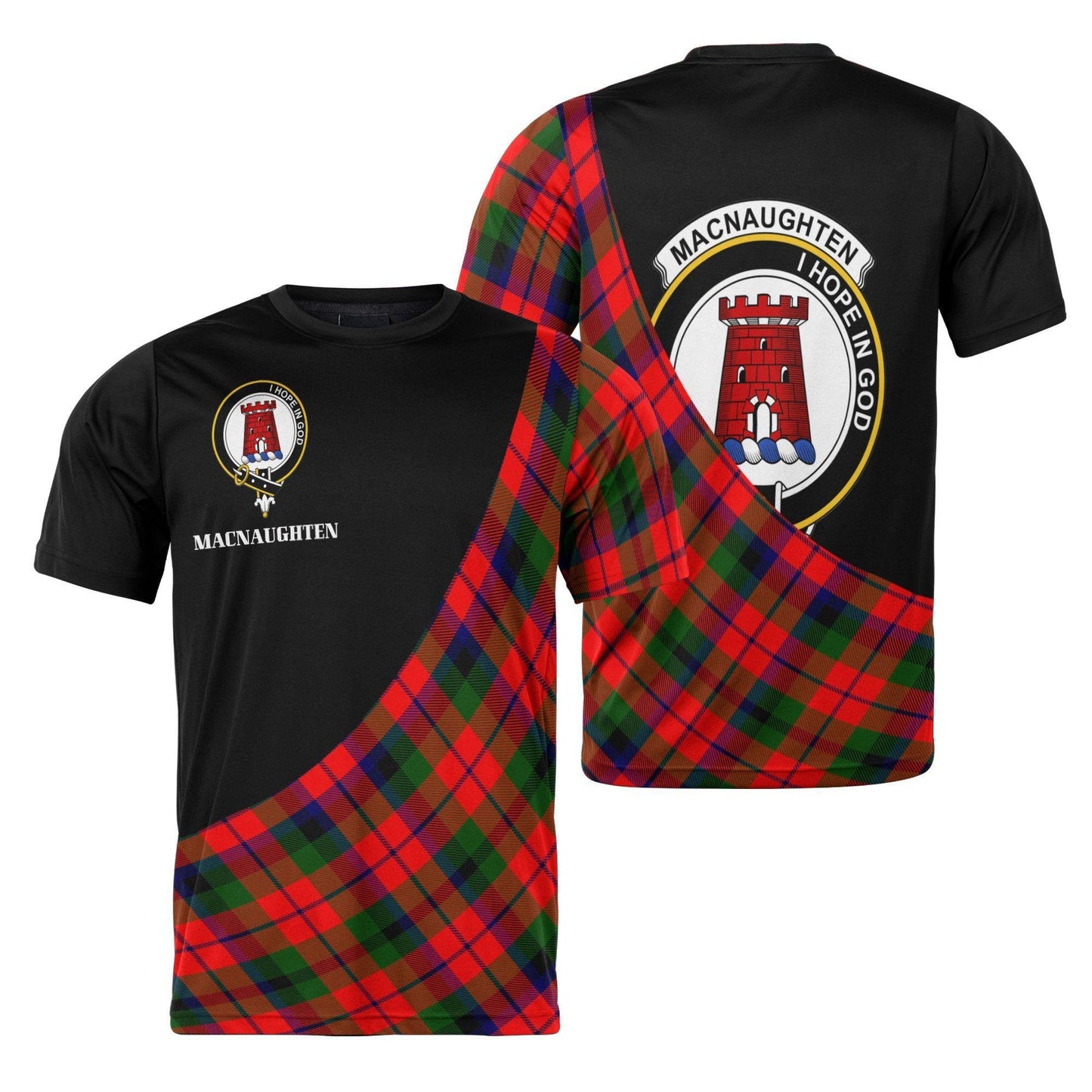 Printivon MacNaughten Clan Tartan with Kilt Design Personalized Tee Shirt Scotland Gift For Mom and Dad