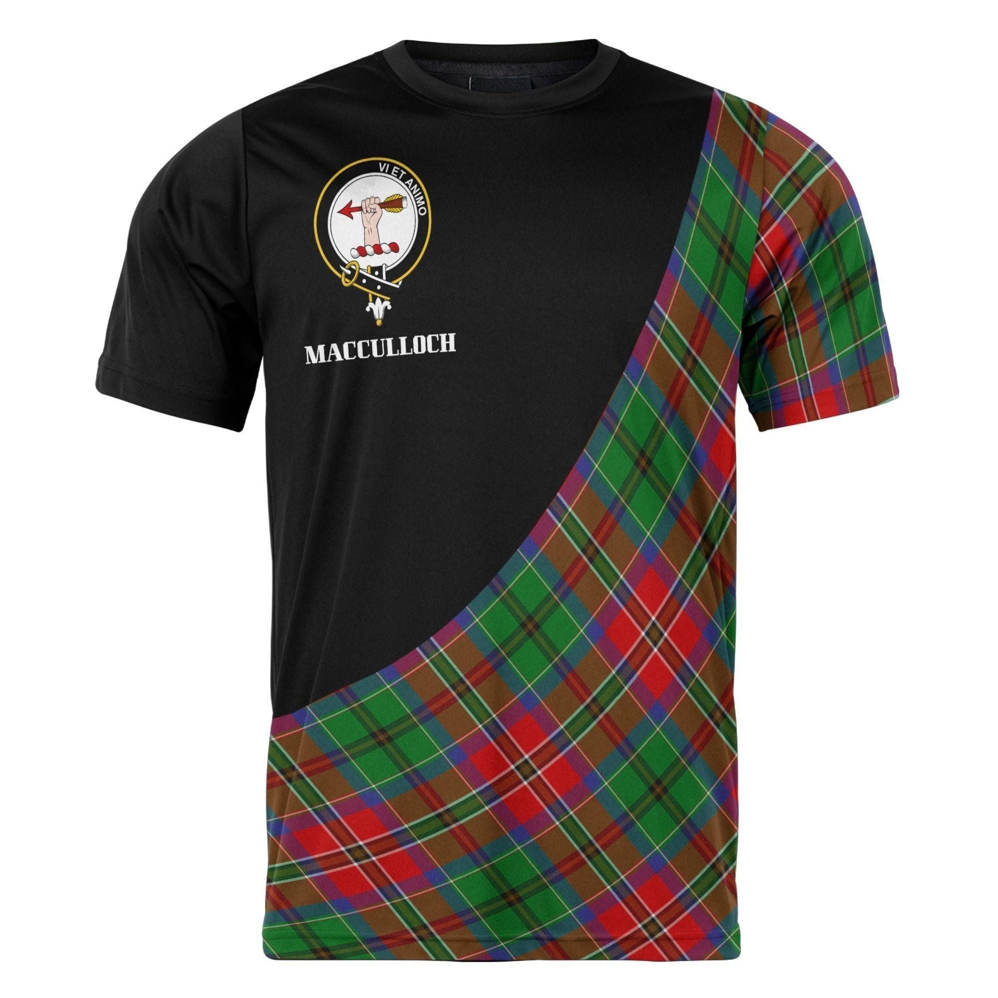 Printivon MacCulloch (McCulloch) Clan Tartan with Kilt Design Personalized Tee Shirt Scotland Gift For Mom and Dad