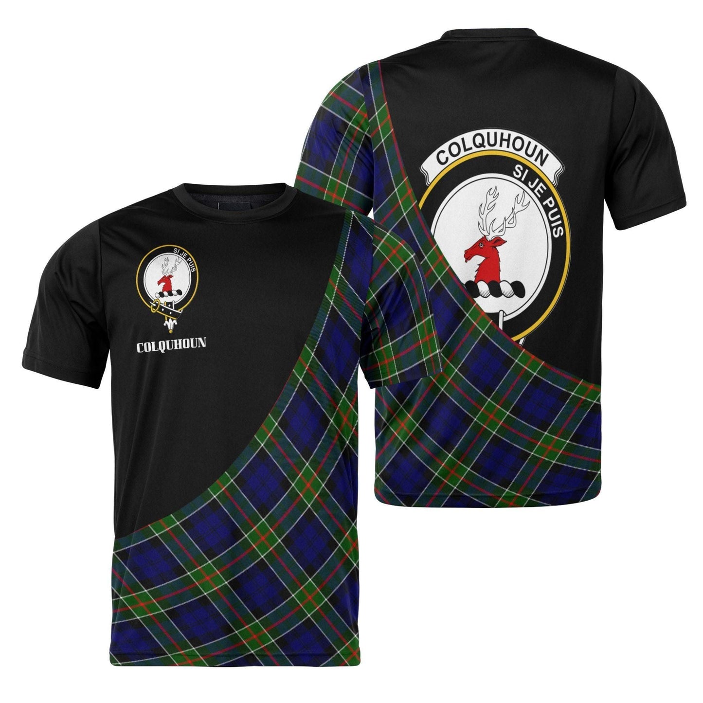 Printivon Colquhoun Clan Tartan with Kilt Design Personalized Tee Shirt Scotland Gift For Mom and Dad