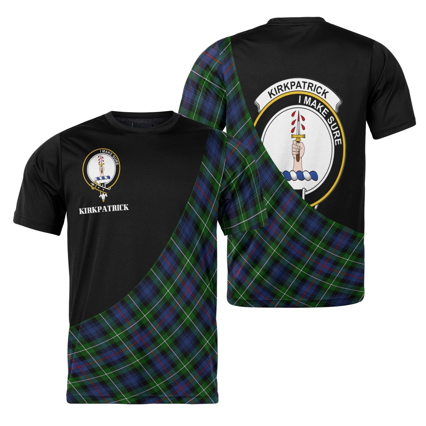 Printivon Kirkpatrick Clan Tartan with Kilt Design Personalized Tee Shirt Scotland Gift For Mom and Dad