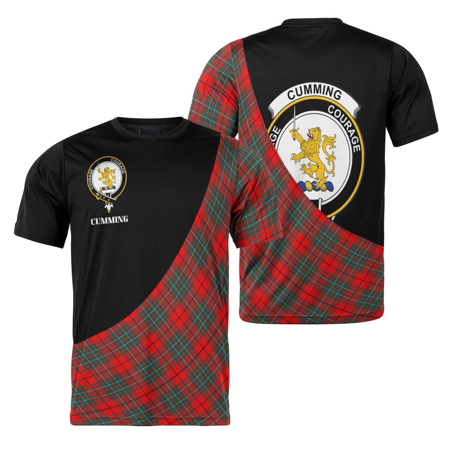Printivon Cumming Clan Tartan with Kilt Design Personalized Tee Shirt Scotland Gift For Mom and Dad