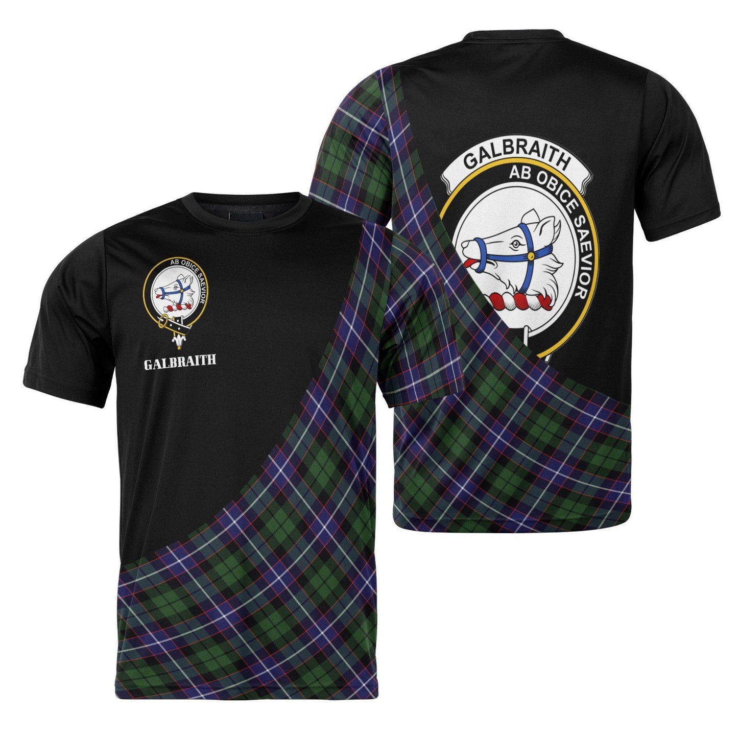 Printivon Galbraith Clan Tartan with Kilt Design Personalized Tee Shirt Scotland Gift For Mom and Dad