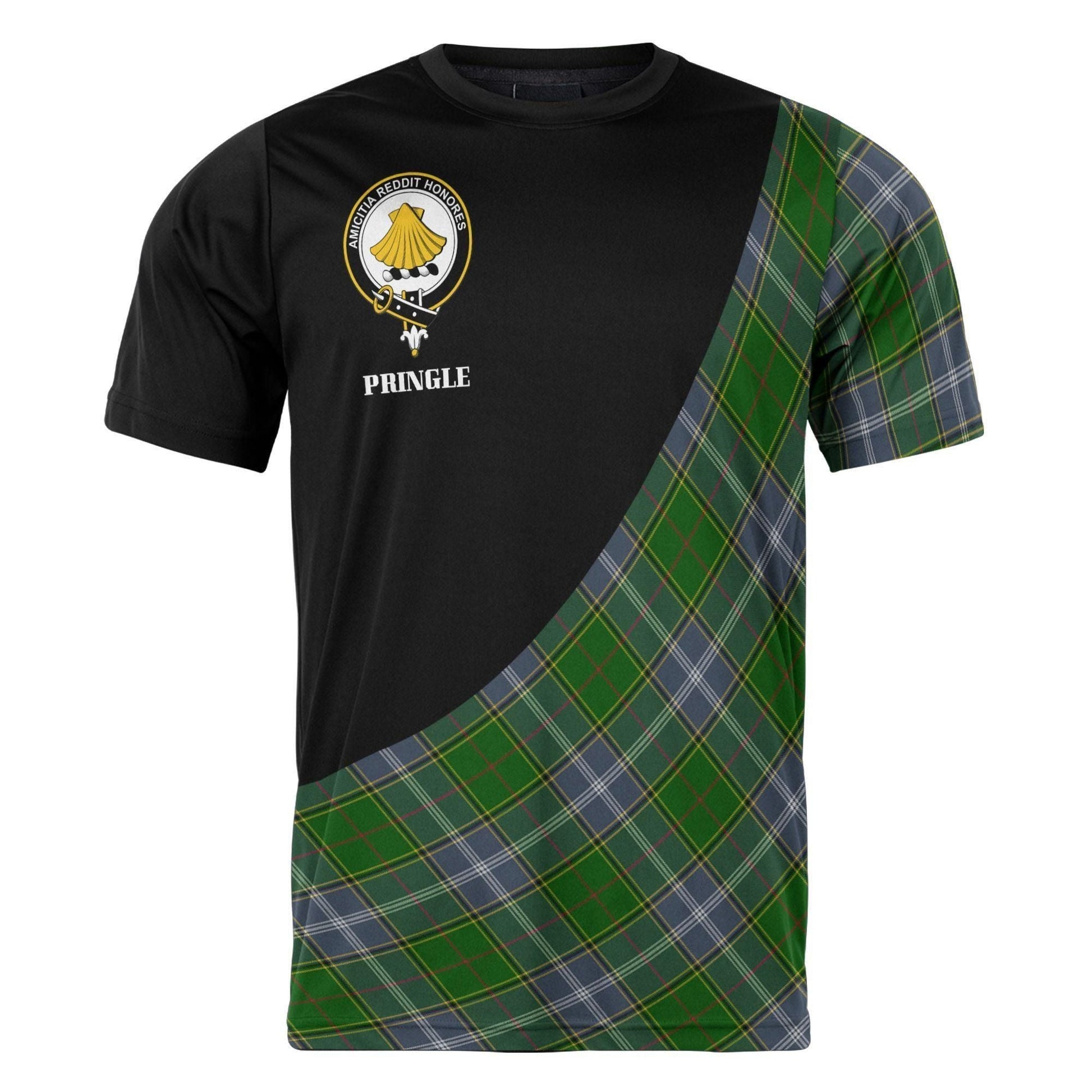 Printivon Pringle Clan Tartan with Kilt Design Personalized Tee Shirt Scotland Gift For Mom and Dad