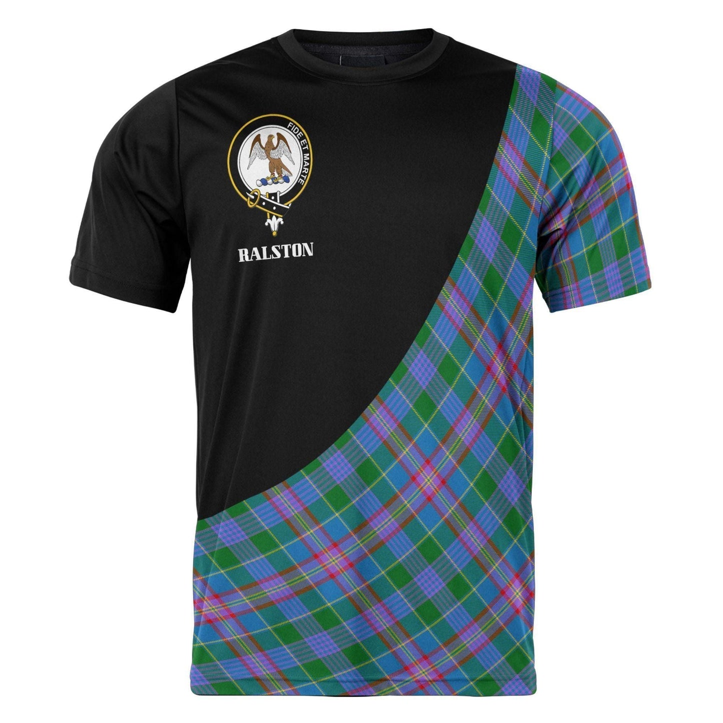 Printivon Ralston Clan Tartan with Kilt Design Personalized Tee Shirt Scotland Gift For Mom and Dad