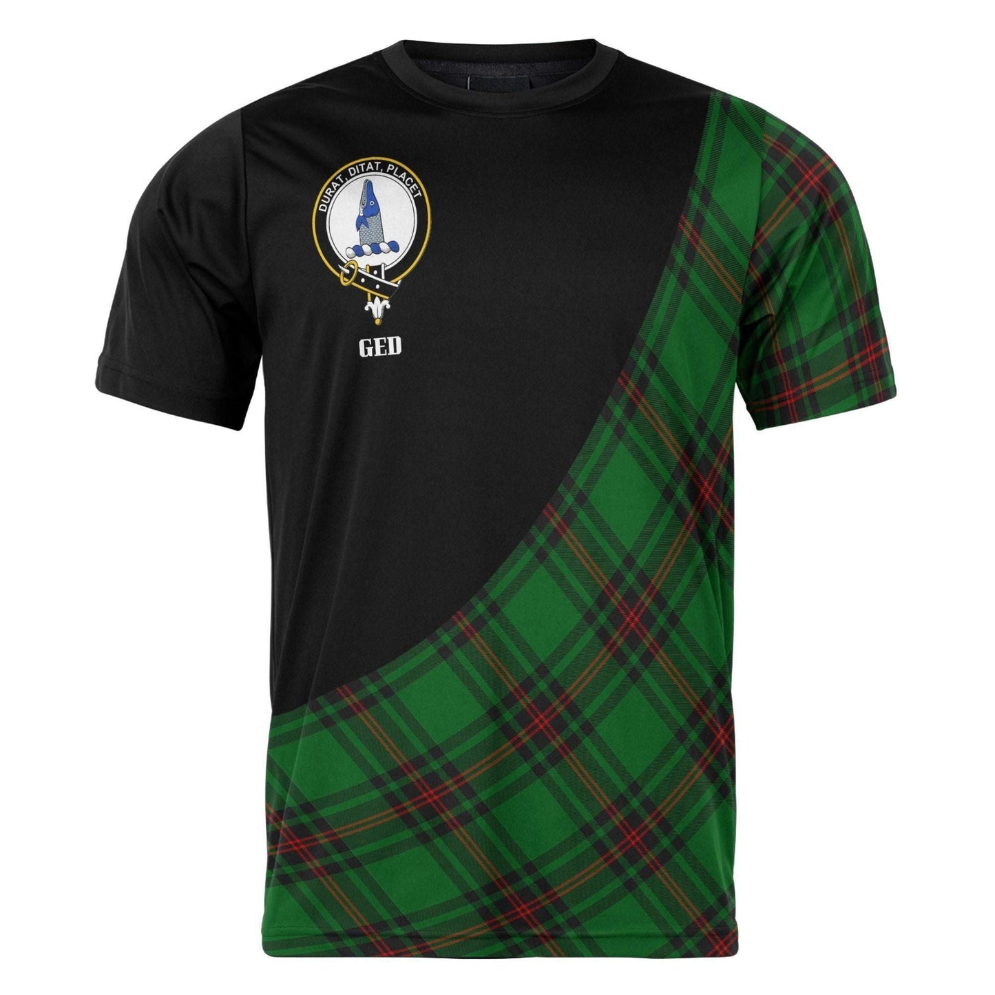Printivon Ged Clan Tartan with Kilt Design Personalized Tee Shirt Scotland Gift For Mom and Dad