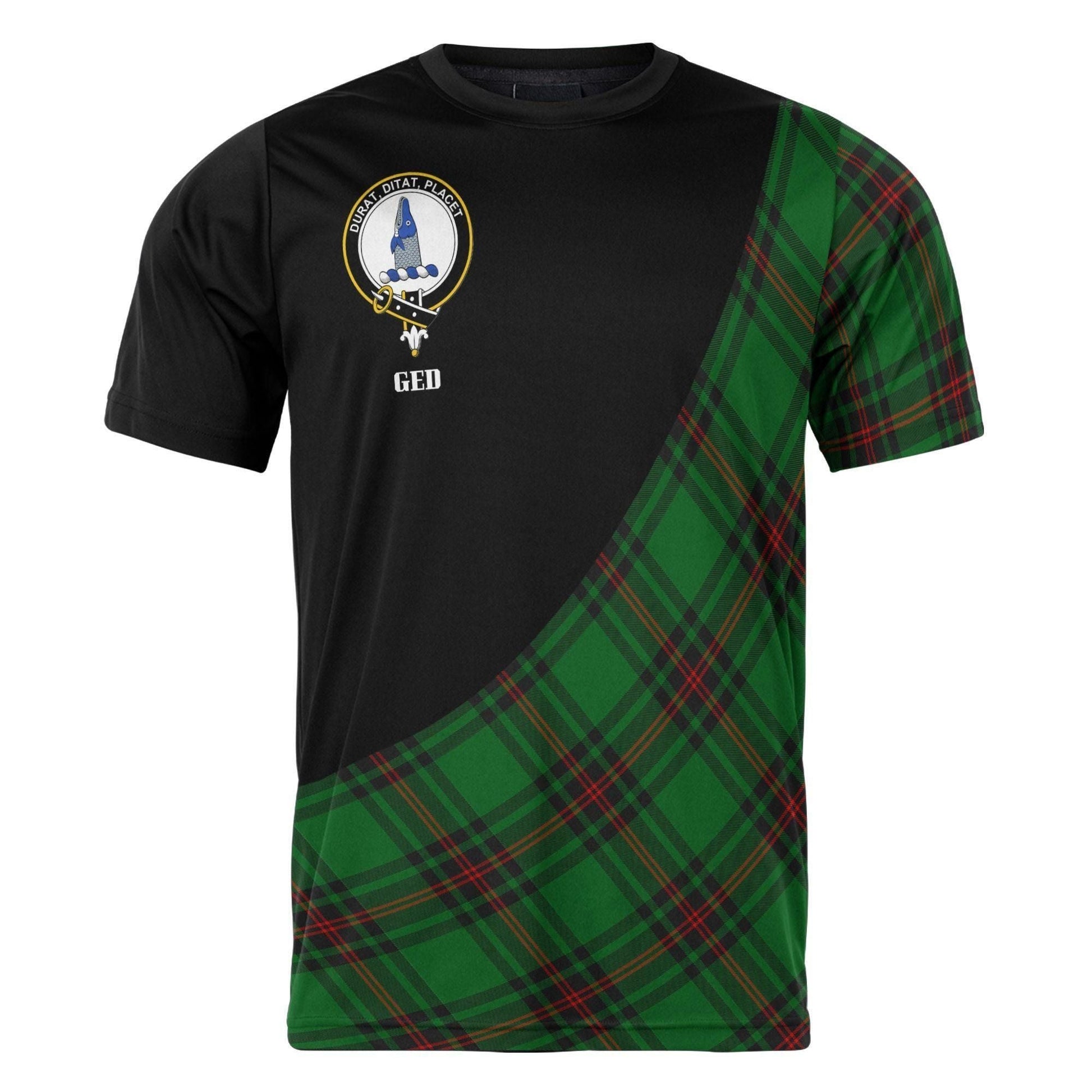 Printivon Ged Clan Tartan with Kilt Design Personalized Tee Shirt Scotland Gift For Mom and Dad