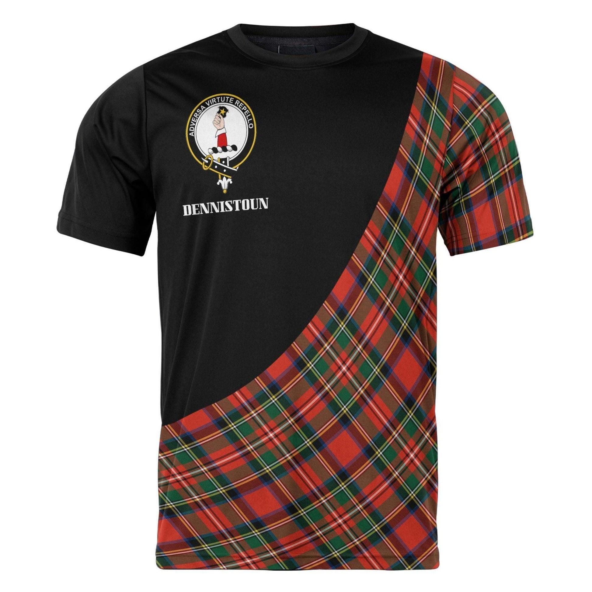 Printivon Dennistoun Clan Tartan with Kilt Design Personalized Tee Shirt Scotland Gift For Mom and Dad
