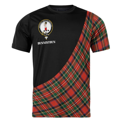 Printivon Dennistoun Clan Tartan with Kilt Design Personalized Tee Shirt Scotland Gift For Mom and Dad
