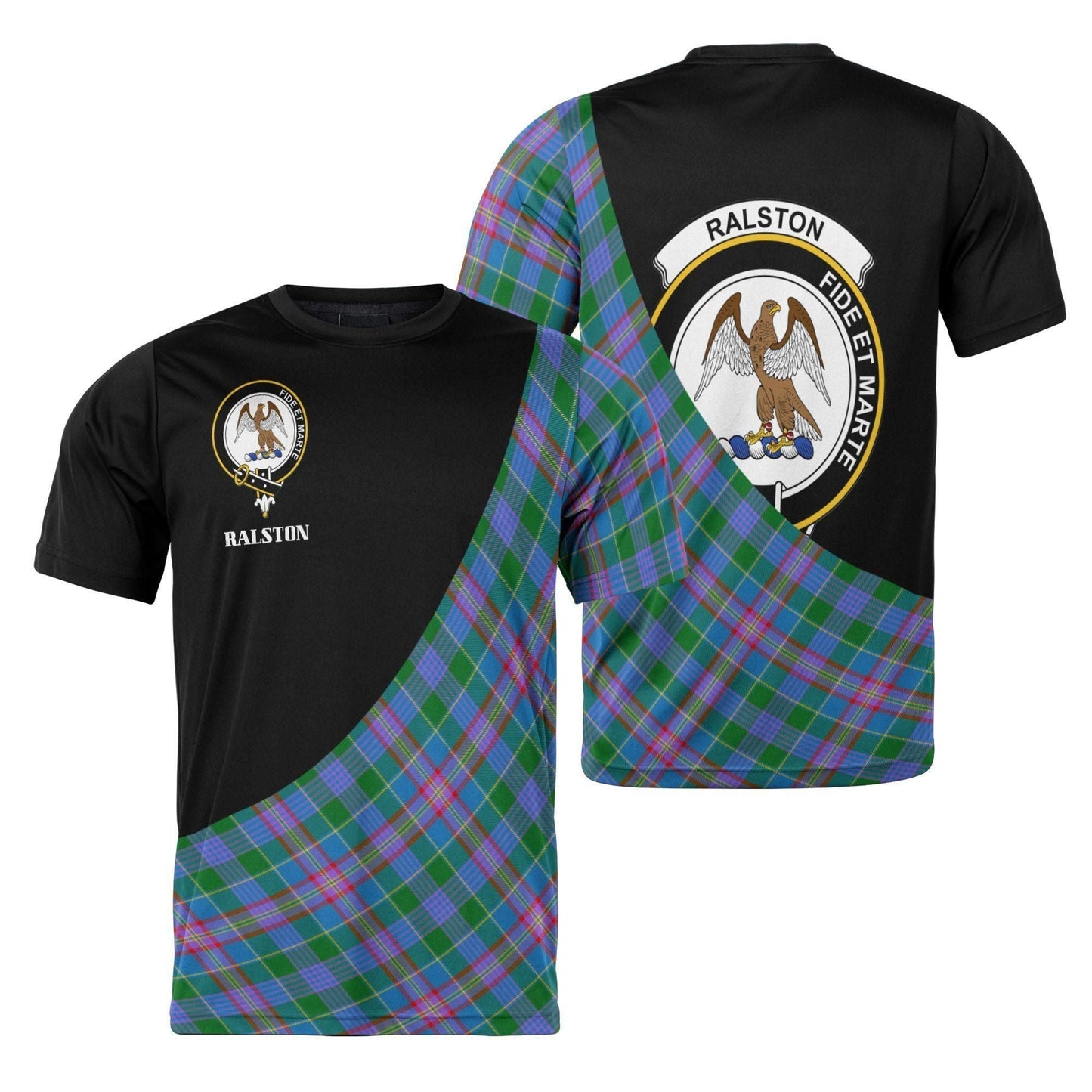 Printivon Ralston Clan Tartan with Kilt Design Personalized Tee Shirt Scotland Gift For Mom and Dad