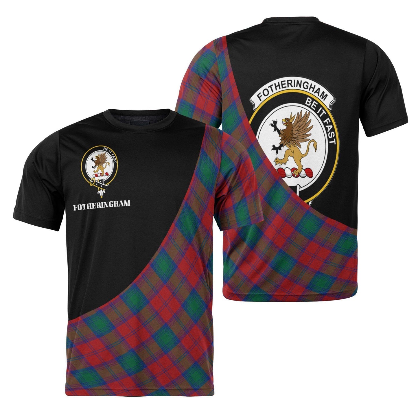 Printivon Fotheringham Clan Tartan with Kilt Design Personalized Tee Shirt Scotland Gift For Mom and Dad