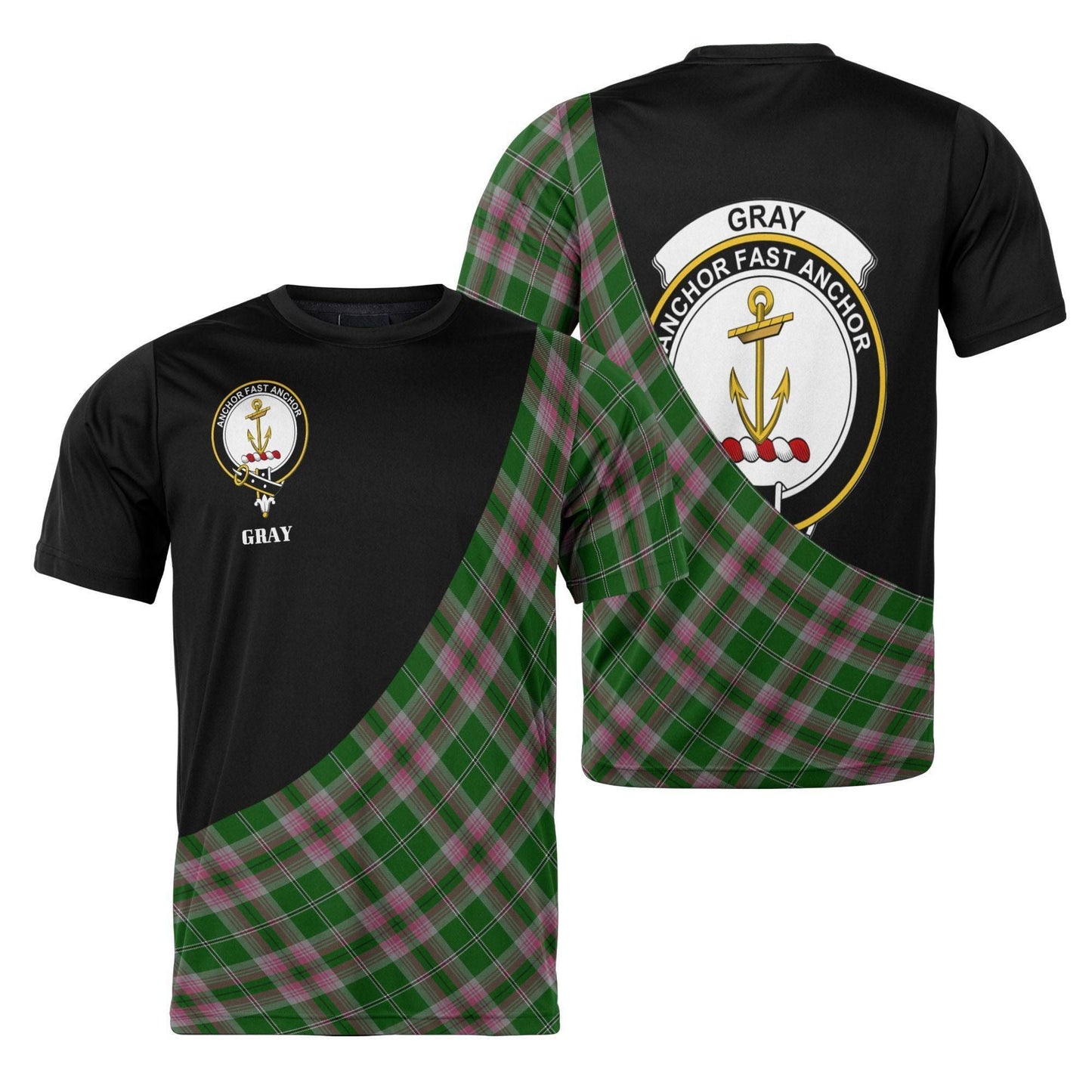Printivon Gray Clan Tartan with Kilt Design Personalized Tee Shirt Scotland Gift For Mom and Dad