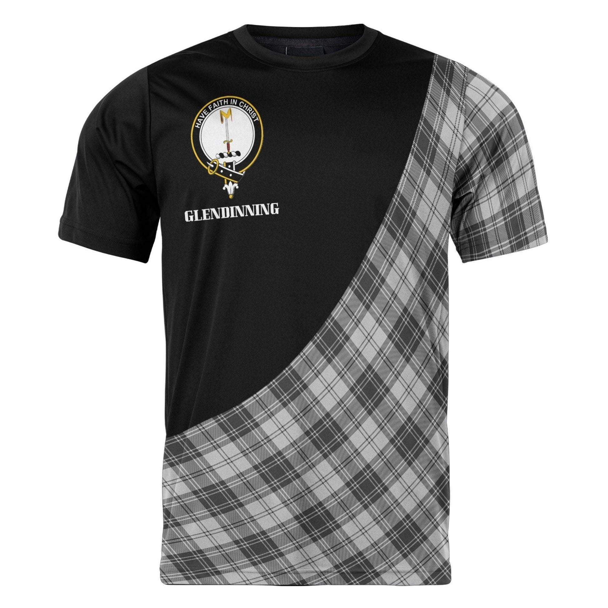Printivon Glendinning Clan Tartan with Kilt Design Personalized Tee Shirt Scotland Gift For Mom and Dad