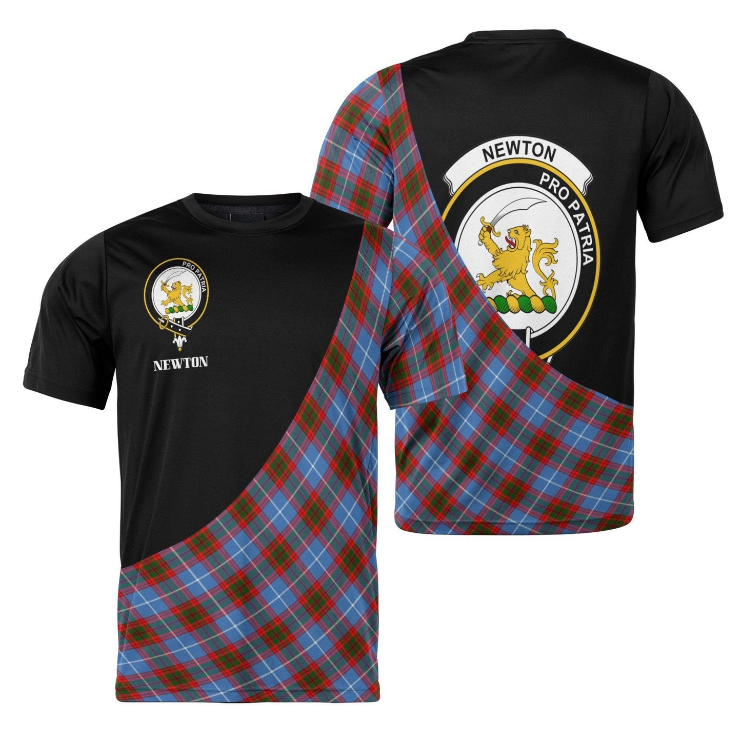 Printivon Newton Clan Tartan with Kilt Design Personalized Tee Shirt Scotland Gift For Mom and Dad