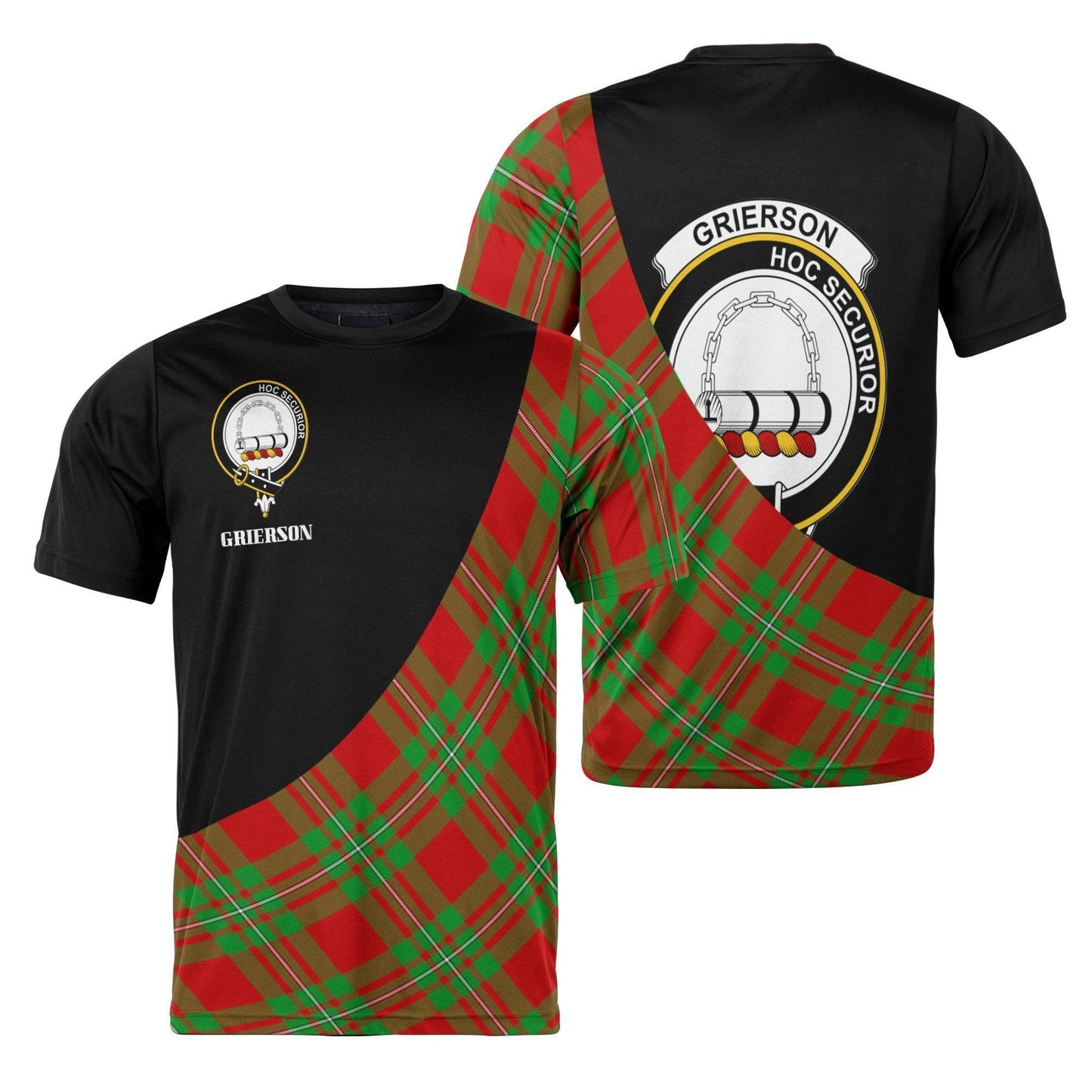Printivon Grierson Clan Tartan with Kilt Design Personalized Tee Shirt Scotland Gift For Mom and Dad