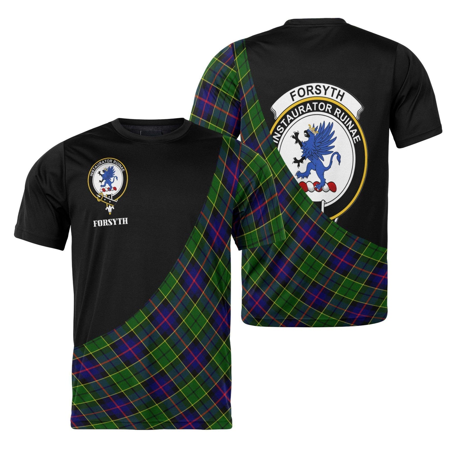 Printivon Forsyth Clan Tartan with Kilt Design Personalized Tee Shirt Scotland Gift For Mom and Dad