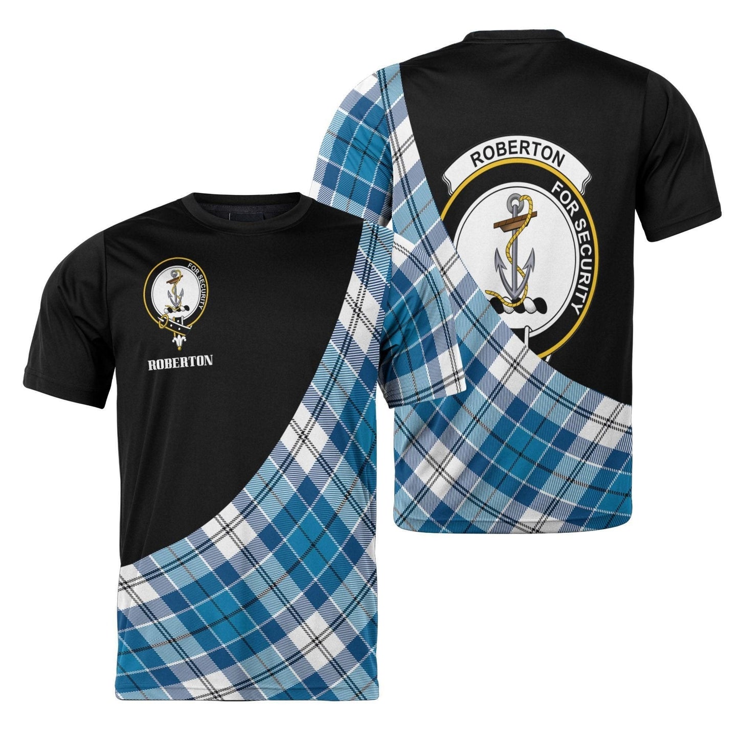 Printivon Roberton Clan Tartan with Kilt Design Personalized Tee Shirt Scotland Gift For Mom and Dad
