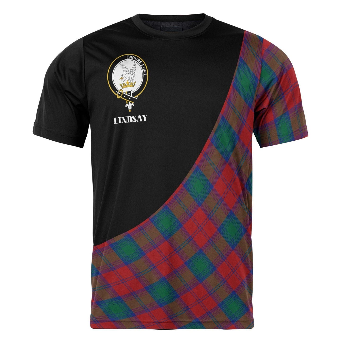 Printivon Lindsay Clan Tartan with Kilt Design Personalized Tee Shirt Scotland Gift For Mom and Dad