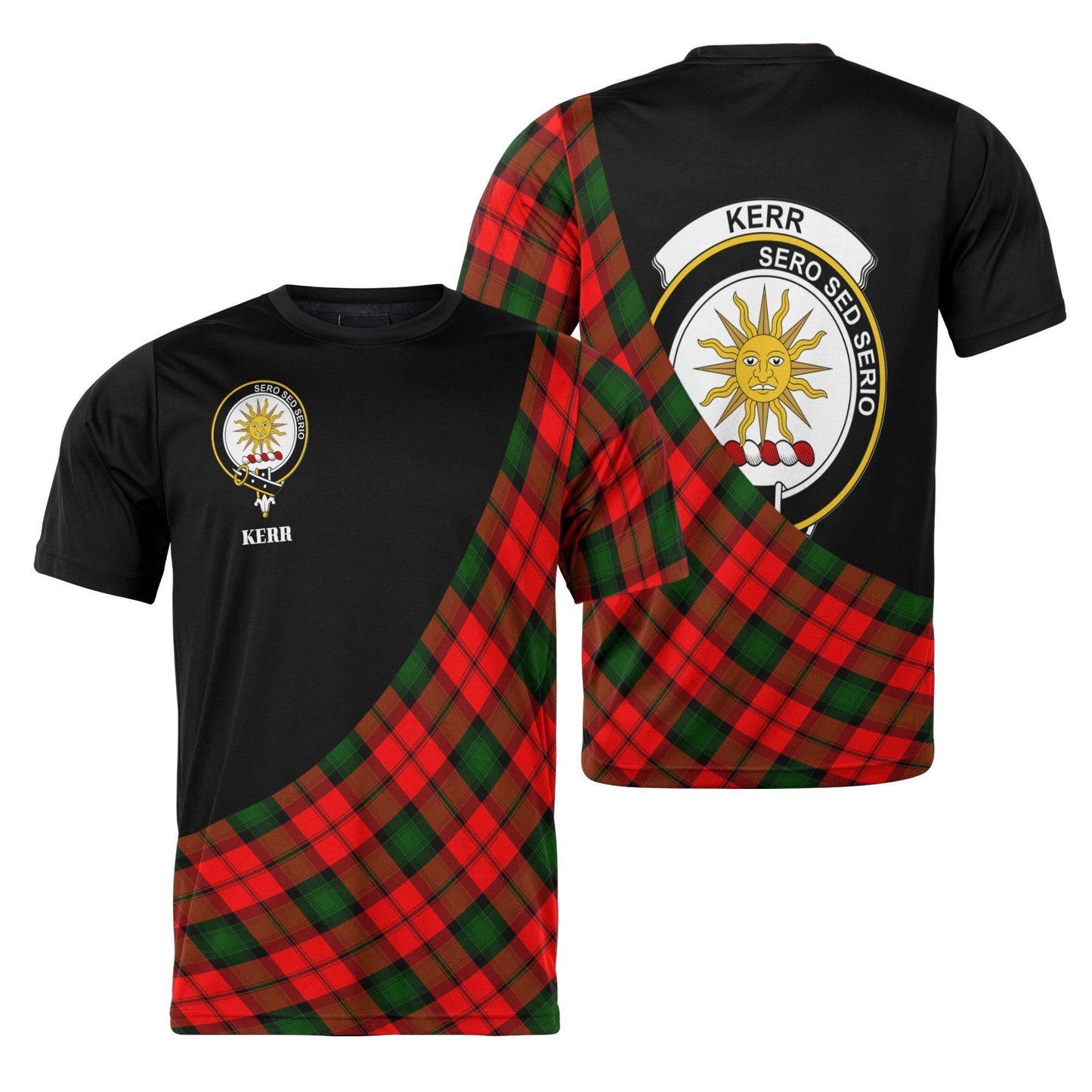 Printivon Kerr Clan Tartan with Kilt Design Personalized Tee Shirt Scotland Gift For Mom and Dad