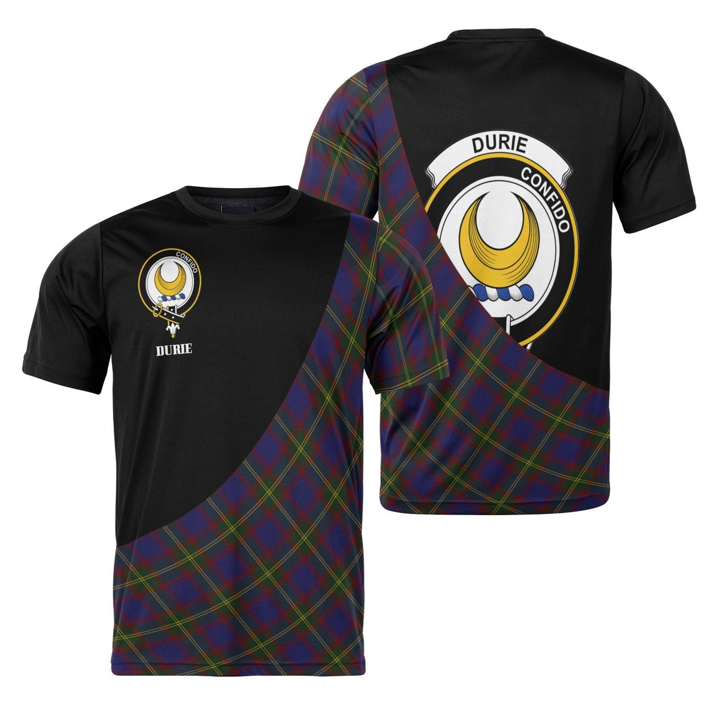 Printivon Durie Clan Tartan with Kilt Design Personalized Tee Shirt Scotland Gift For Mom and Dad