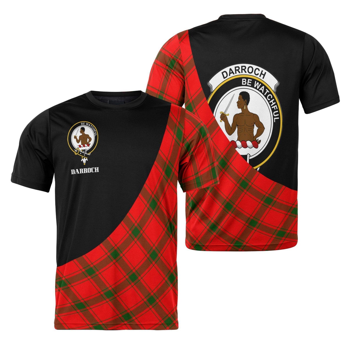 Printivon Darroch (Gourock) Clan Tartan with Kilt Design Personalized Tee Shirt Scotland Gift For Mom and Dad