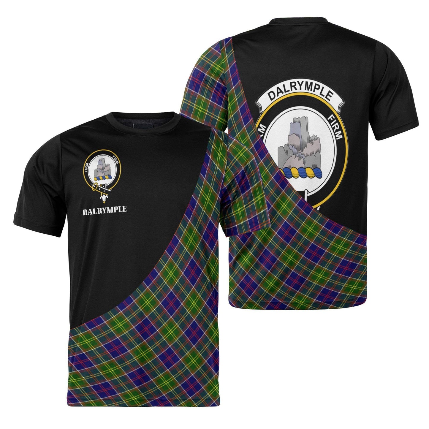 Printivon Dalrymple Clan Tartan with Kilt Design Personalized Tee Shirt Scotland Gift For Mom and Dad