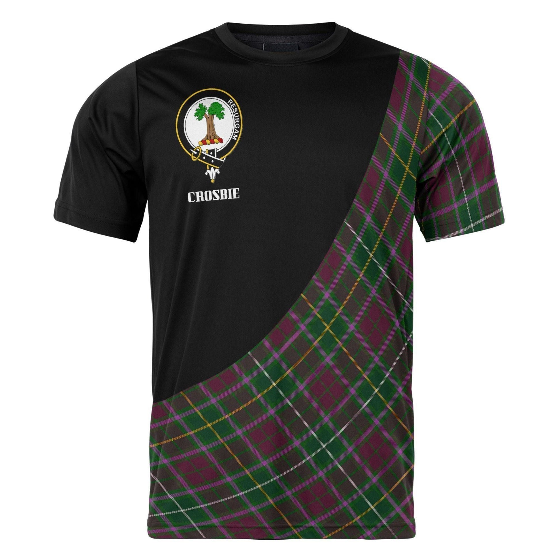 Printivon Crosbie Clan Tartan with Kilt Design Personalized Tee Shirt Scotland Gift For Mom and Dad