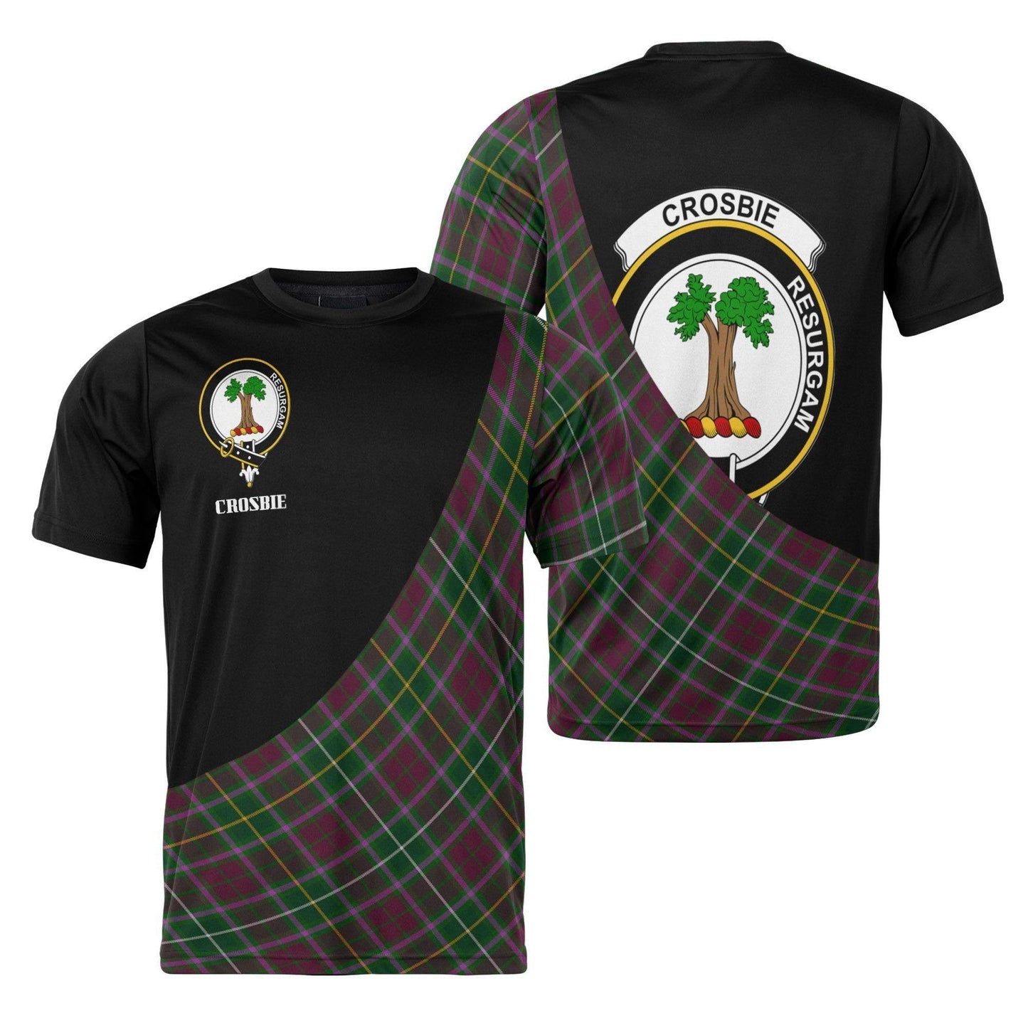 Printivon Crosbie Clan Tartan with Kilt Design Personalized Tee Shirt Scotland Gift For Mom and Dad