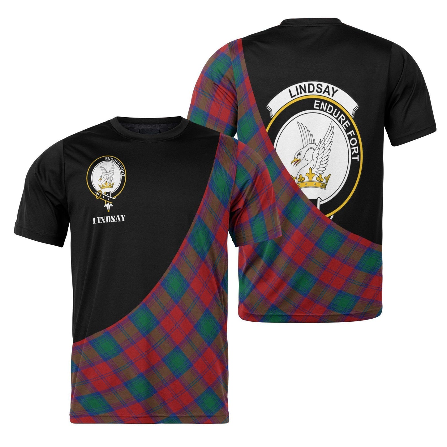 Printivon Lindsay Clan Tartan with Kilt Design Personalized Tee Shirt Scotland Gift For Mom and Dad