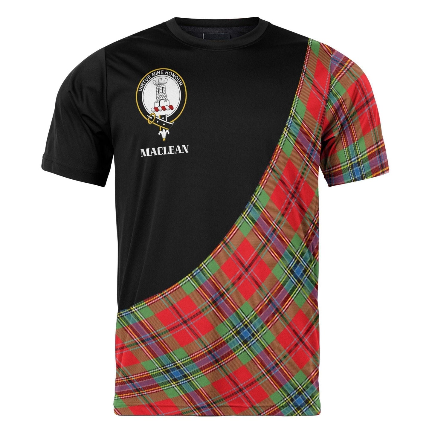 Printivon MacLean Clan Tartan with Kilt Design Personalized Tee Shirt Scotland Gift For Mom and Dad
