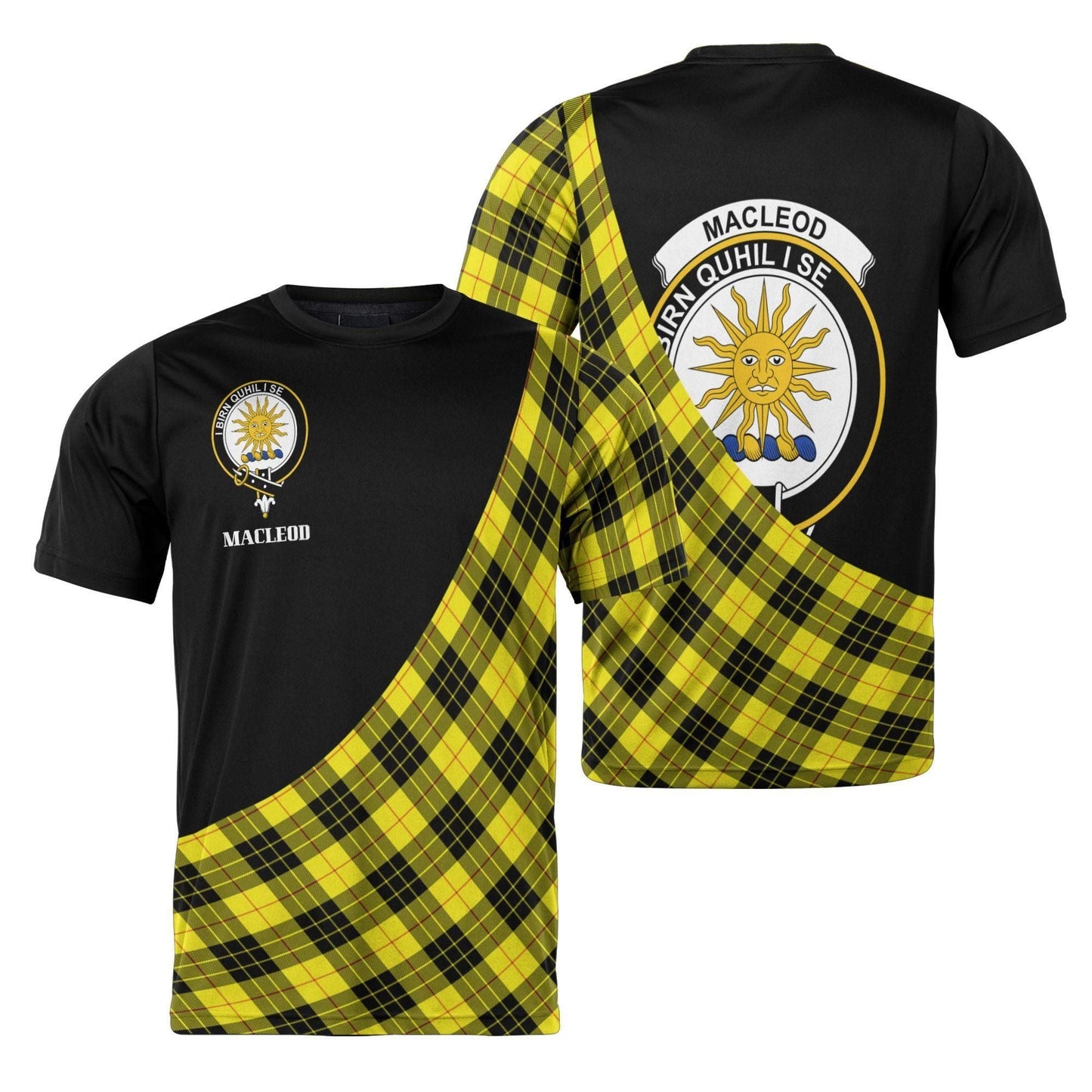 Printivon MacLeod of Lewis Clan Tartan with Kilt Design Personalized Tee Shirt Scotland Gift For Mom and Dad