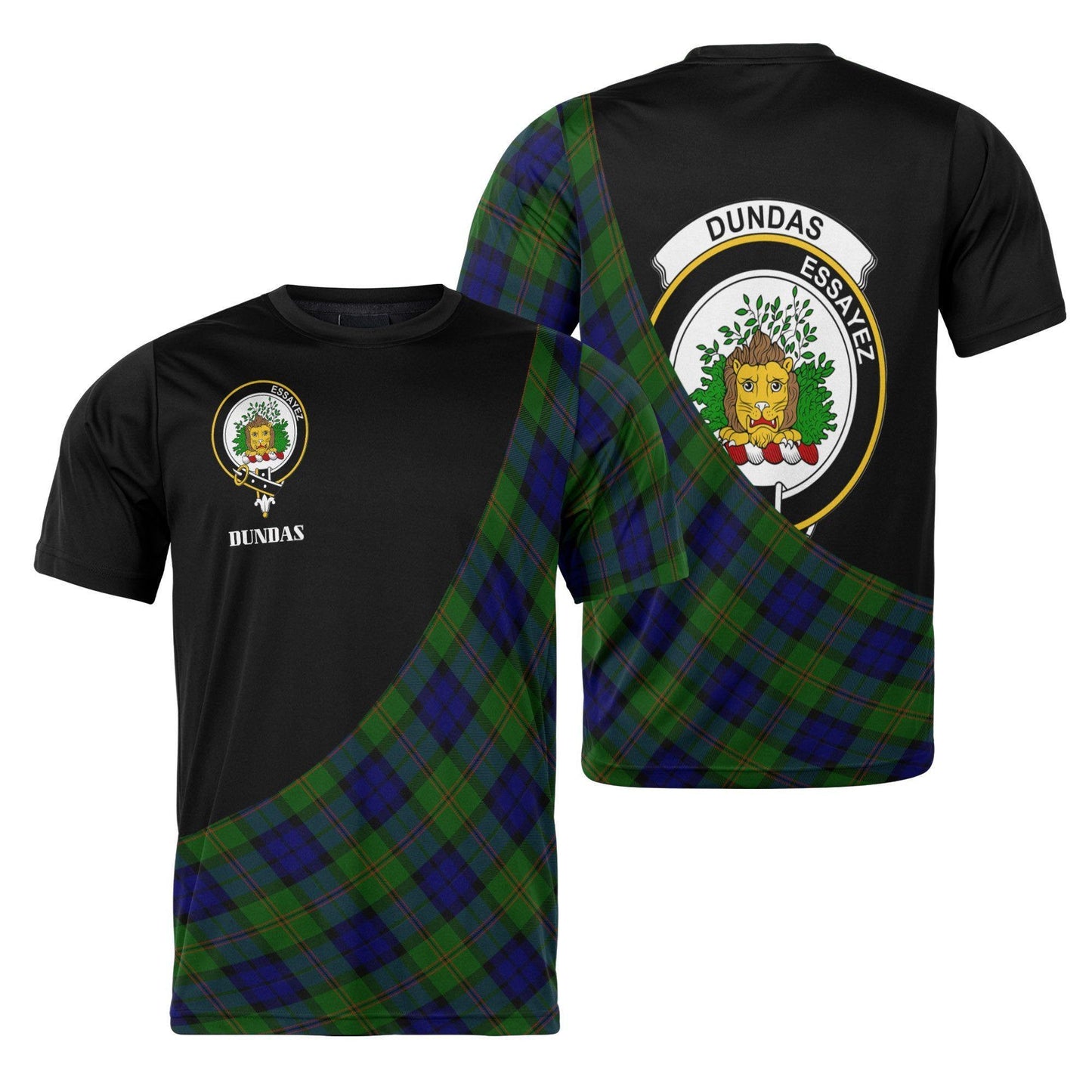 Printivon Dundas Clan Tartan with Kilt Design Personalized Tee Shirt Scotland Gift For Mom and Dad
