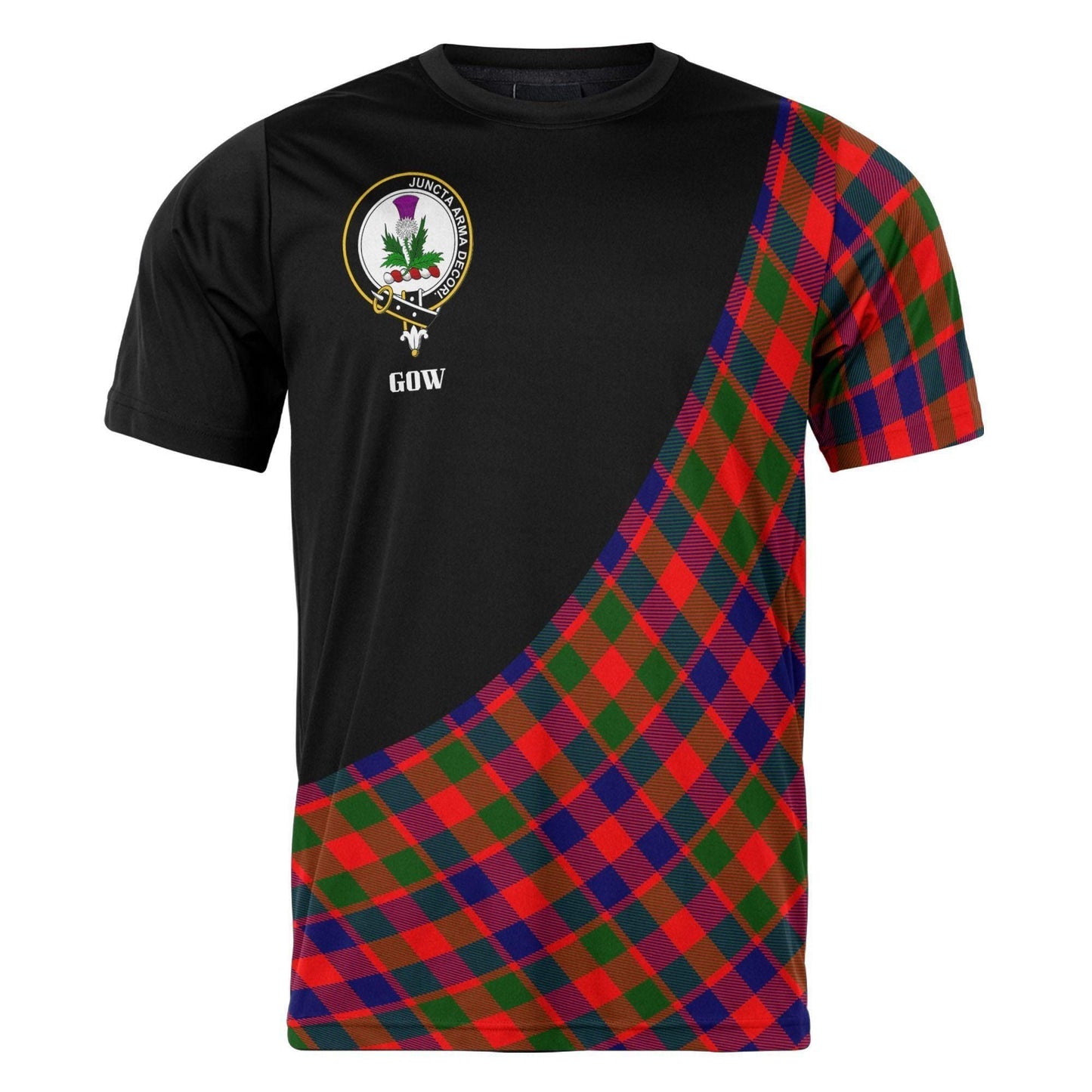 Printivon Gow (of Skeoch) Clan Tartan with Kilt Design Personalized Tee Shirt Scotland Gift For Mom and Dad
