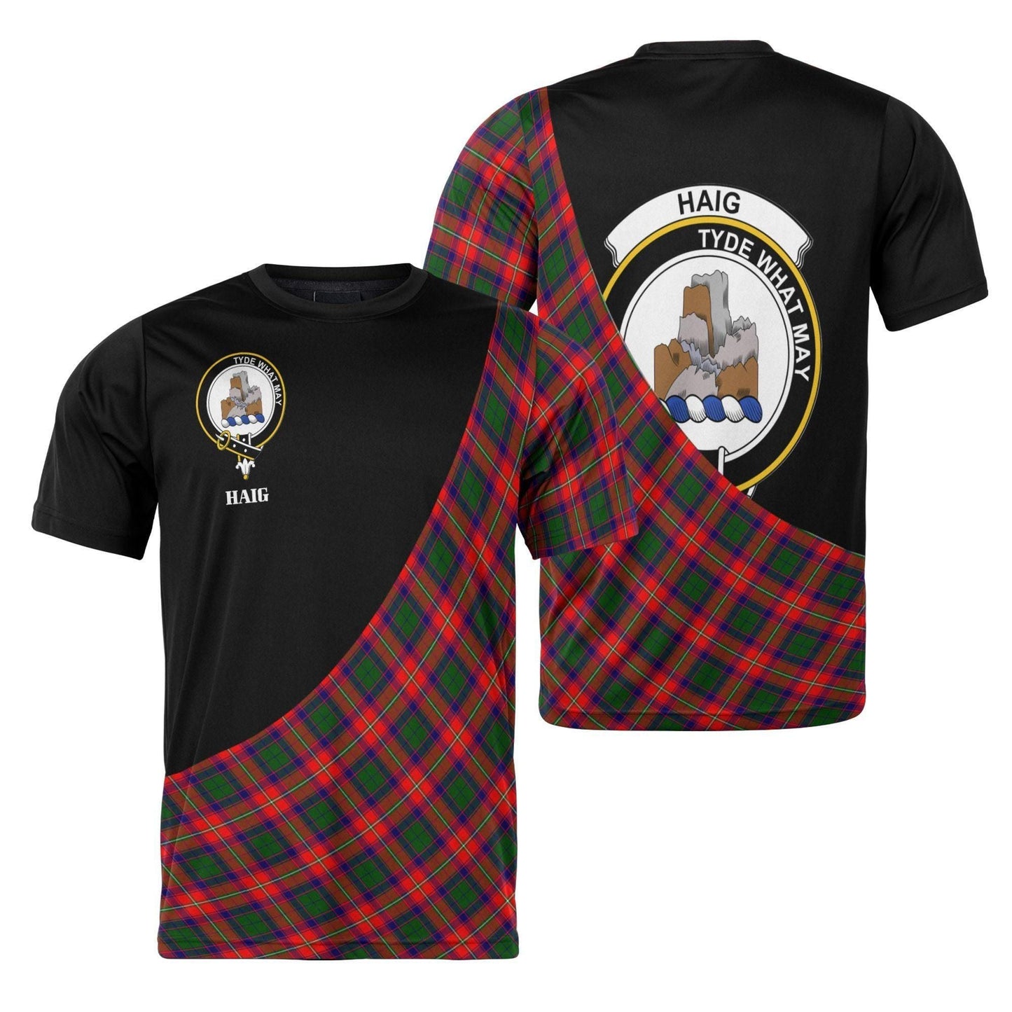 Printivon Haig Clan Tartan with Kilt Design Personalized Tee Shirt Scotland Gift For Mom and Dad