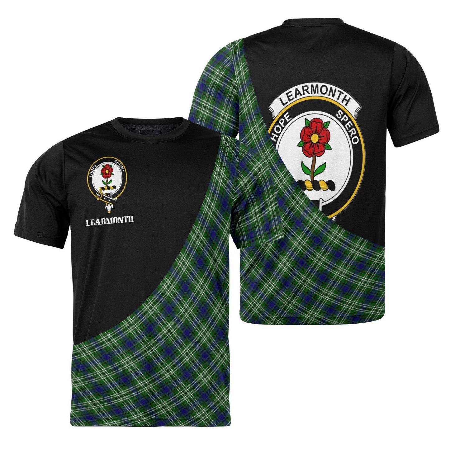 Printivon Learmonth Clan Tartan with Kilt Design Personalized Tee Shirt Scotland Gift For Mom and Dad