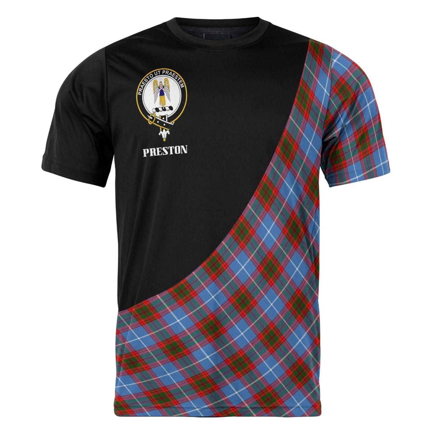 Printivon Preston Clan Tartan with Kilt Design Personalized Tee Shirt Scotland Gift For Mom and Dad