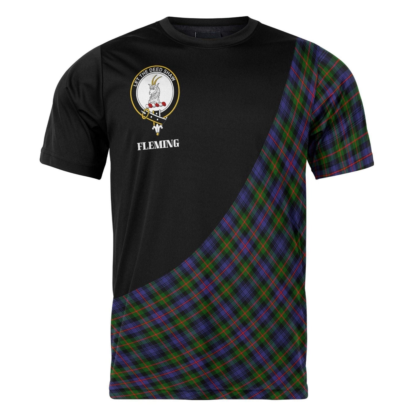 Printivon Fleming Clan Tartan with Kilt Design Personalized Tee Shirt Scotland Gift For Mom and Dad