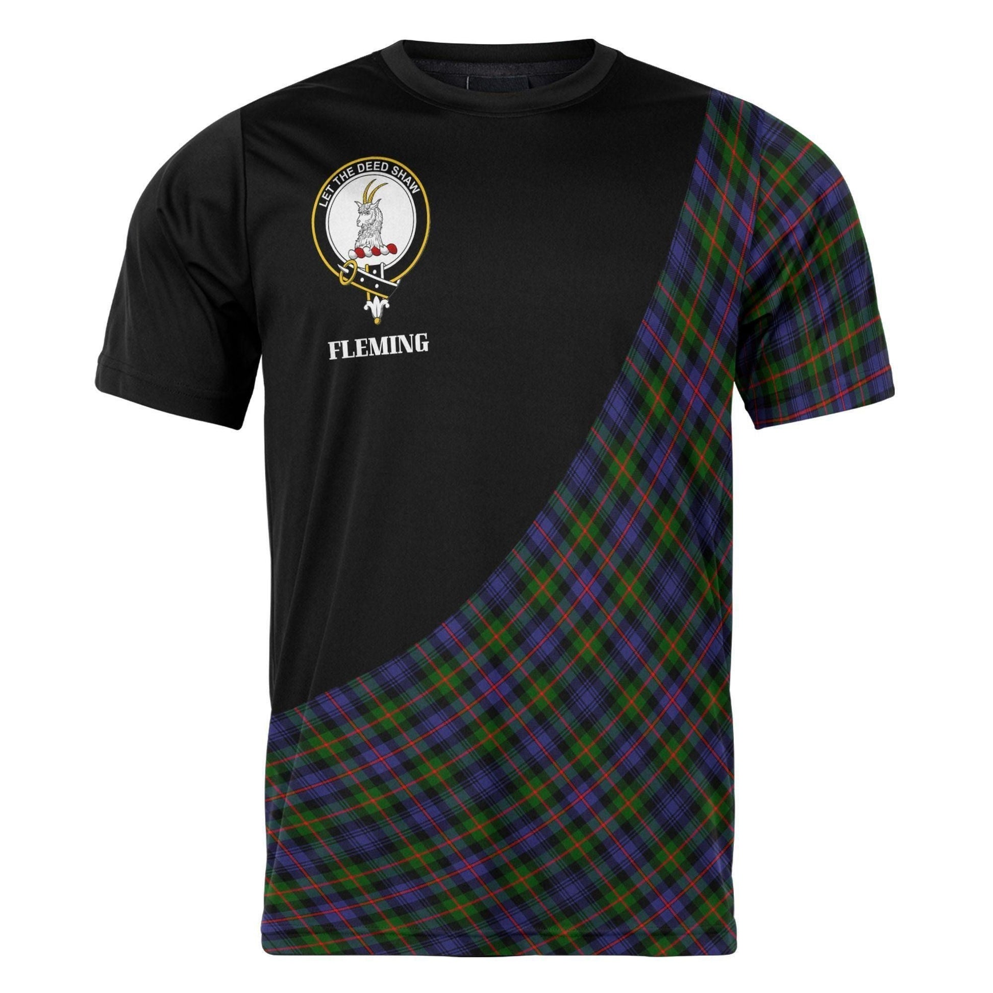 Printivon Fleming Clan Tartan with Kilt Design Personalized Tee Shirt Scotland Gift For Mom and Dad