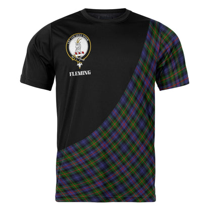 Printivon Fleming Clan Tartan with Kilt Design Personalized Tee Shirt Scotland Gift For Mom and Dad