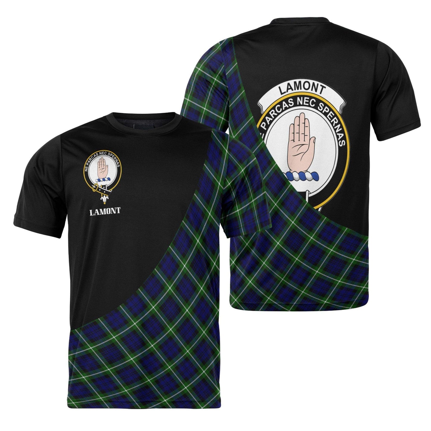 Printivon Lamont Clan Tartan with Kilt Design Personalized Tee Shirt Scotland Gift For Mom and Dad