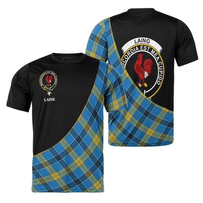 Printivon Laing Clan Tartan with Kilt Design Personalized Tee Shirt Scotland Gift For Mom and Dad