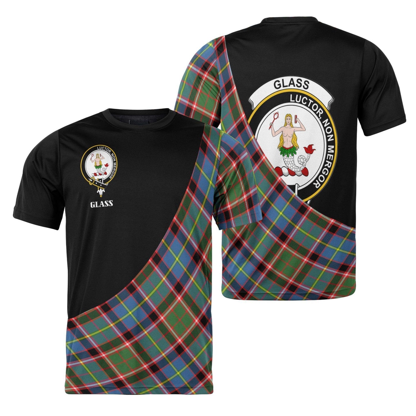Printivon Glass Clan Tartan with Kilt Design Personalized Tee Shirt Scotland Gift For Mom and Dad