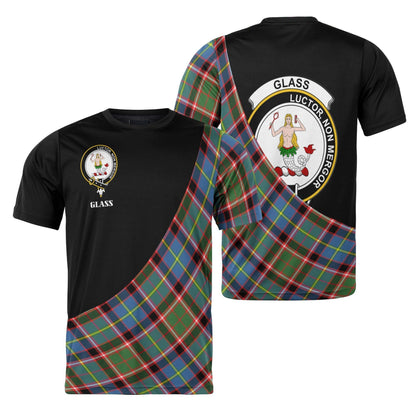 Printivon Glass Clan Tartan with Kilt Design Personalized Tee Shirt Scotland Gift For Mom and Dad
