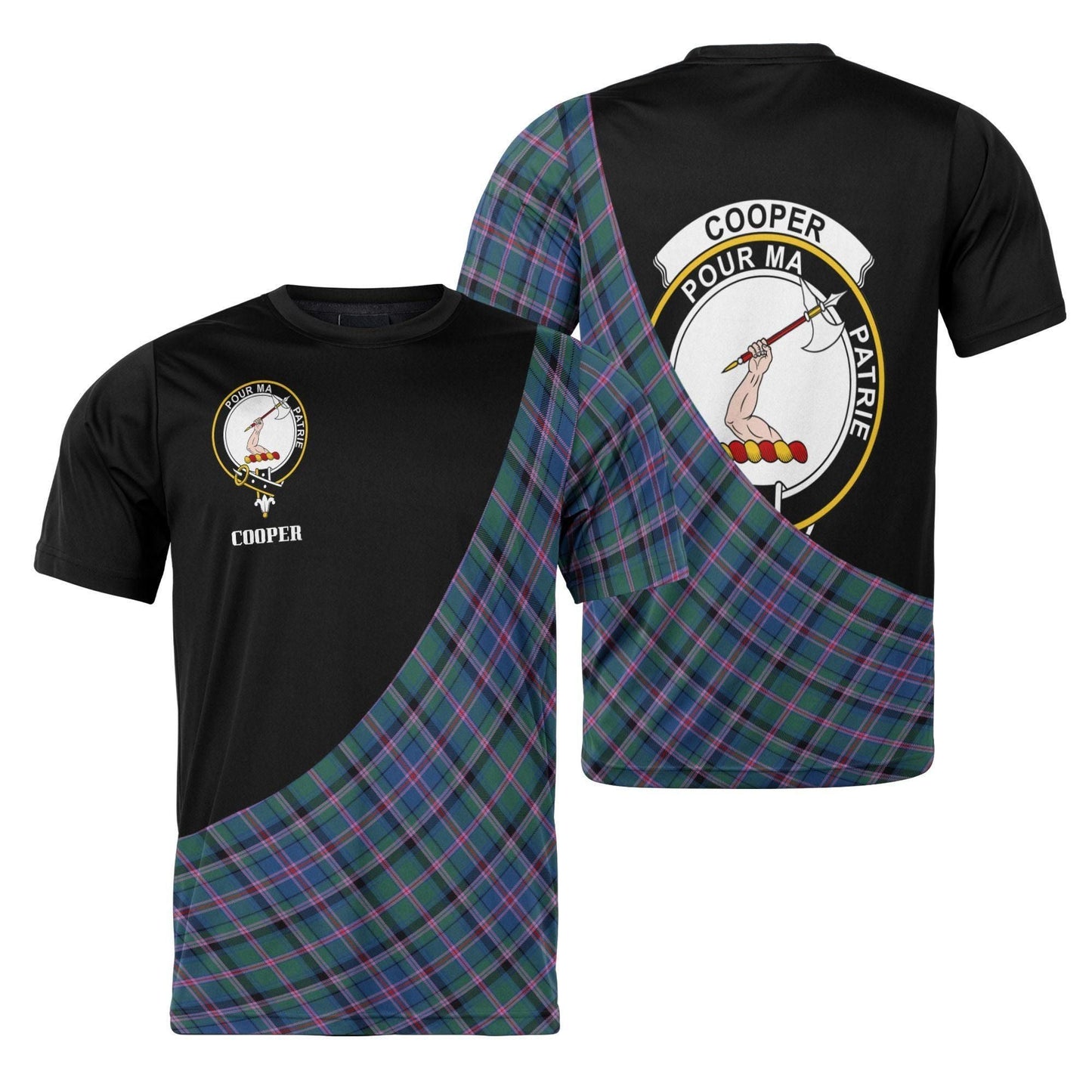 Printivon Cooper Clan Tartan with Kilt Design Personalized Tee Shirt Scotland Gift For Mom and Dad