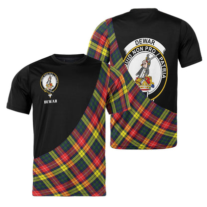 Printivon Dewar Clan Tartan with Kilt Design Personalized Tee Shirt Scotland Gift For Mom and Dad