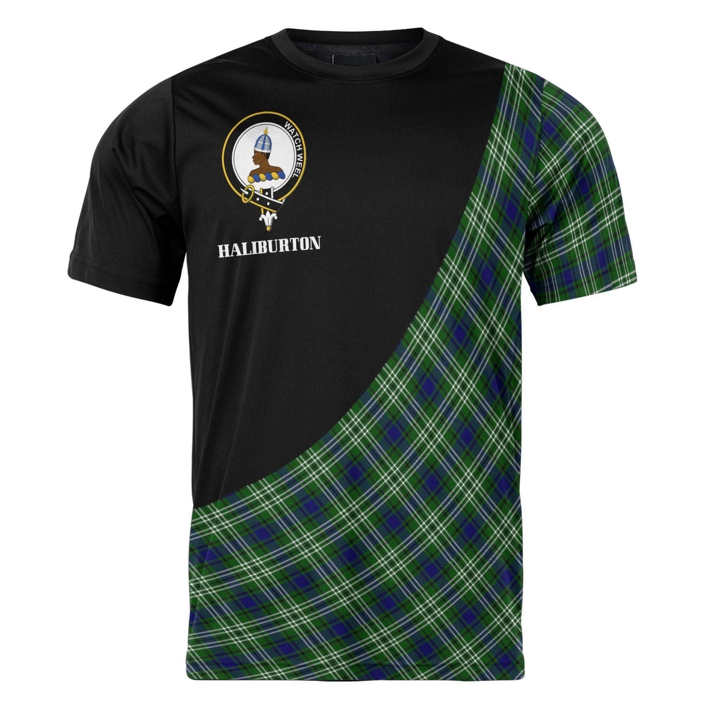 Printivon Haliburton Clan Tartan with Kilt Design Personalized Tee Shirt Scotland Gift For Mom and Dad