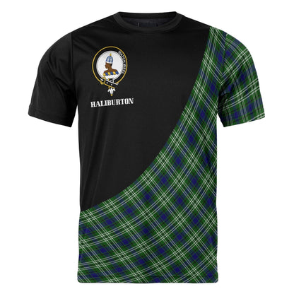 Printivon Haliburton Clan Tartan with Kilt Design Personalized Tee Shirt Scotland Gift For Mom and Dad