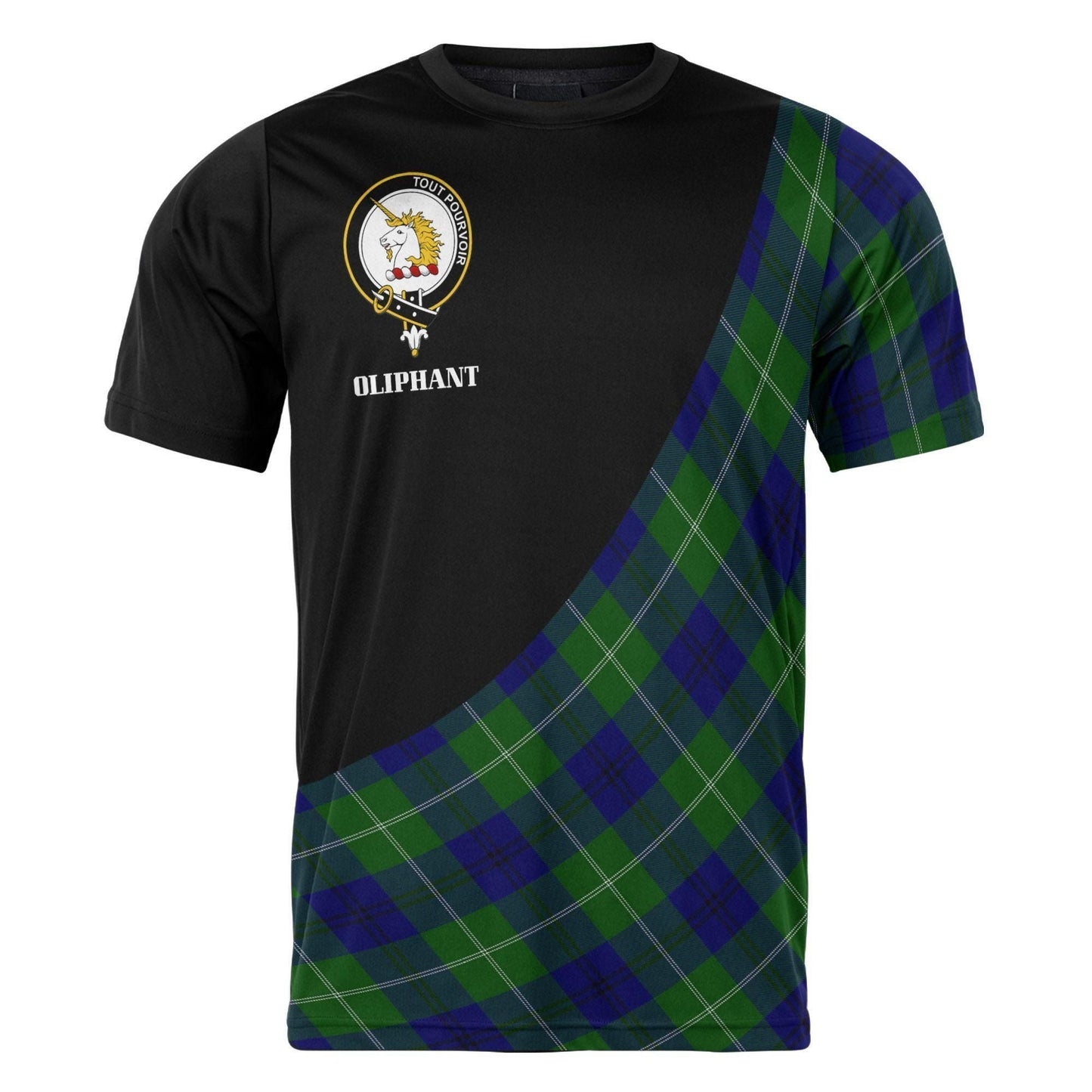 Printivon Oliphant Clan Tartan with Kilt Design Personalized Tee Shirt Scotland Gift For Mom and Dad