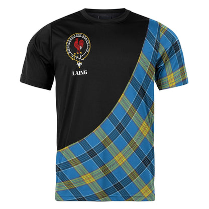 Printivon Laing Clan Tartan with Kilt Design Personalized Tee Shirt Scotland Gift For Mom and Dad