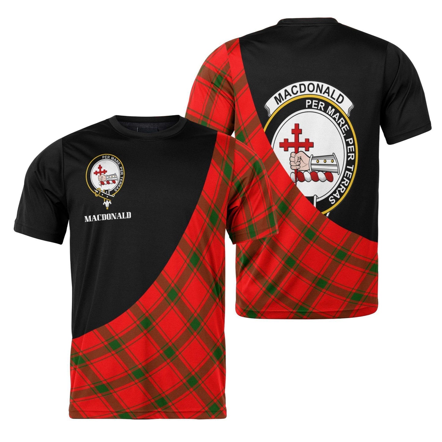 Printivon MacDonald (of Sleat) Clan Tartan with Kilt Design Personalized Tee Shirt Scotland Gift For Mom and Dad