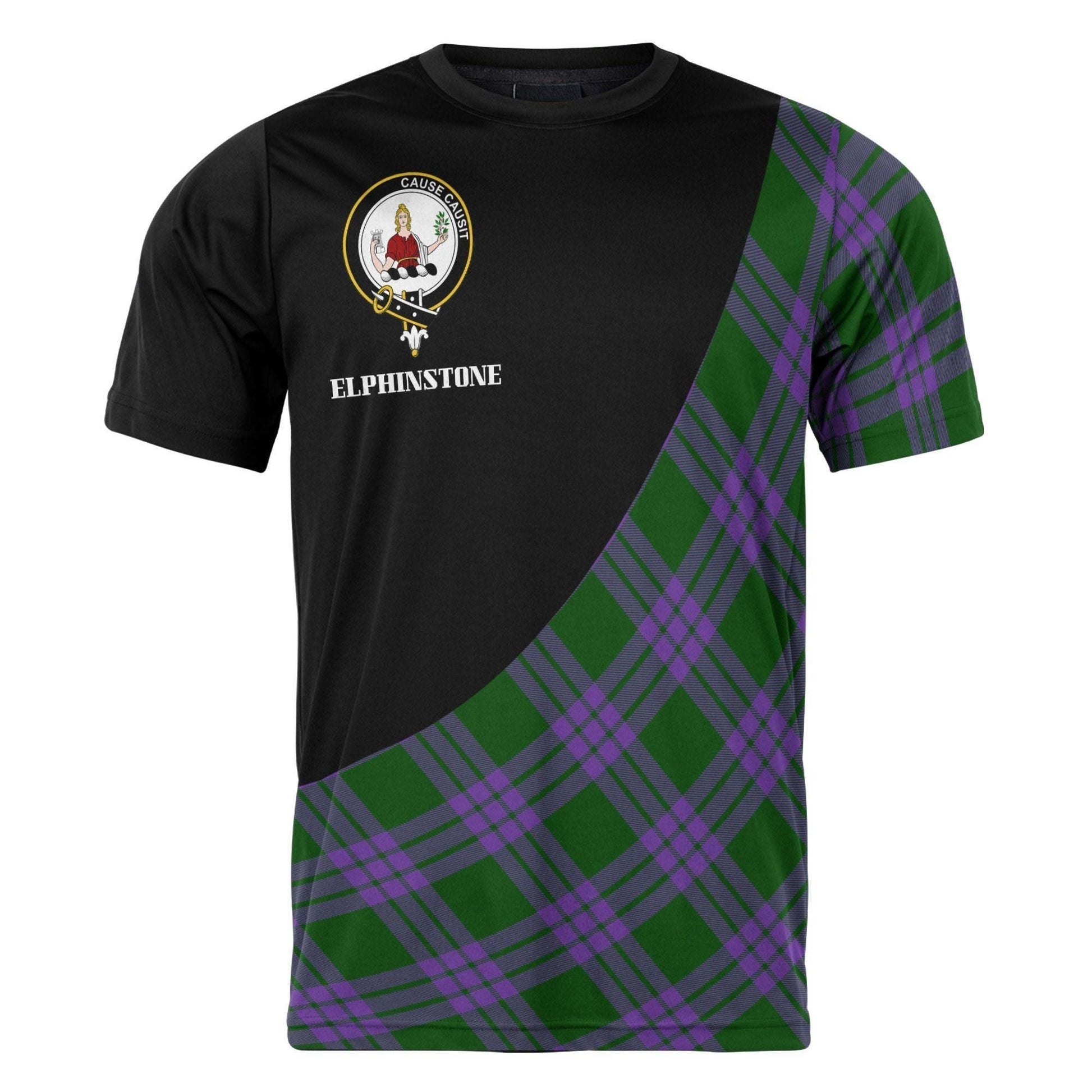 Printivon Elphinstone Clan Tartan with Kilt Design Personalized Tee Shirt Scotland Gift For Mom and Dad